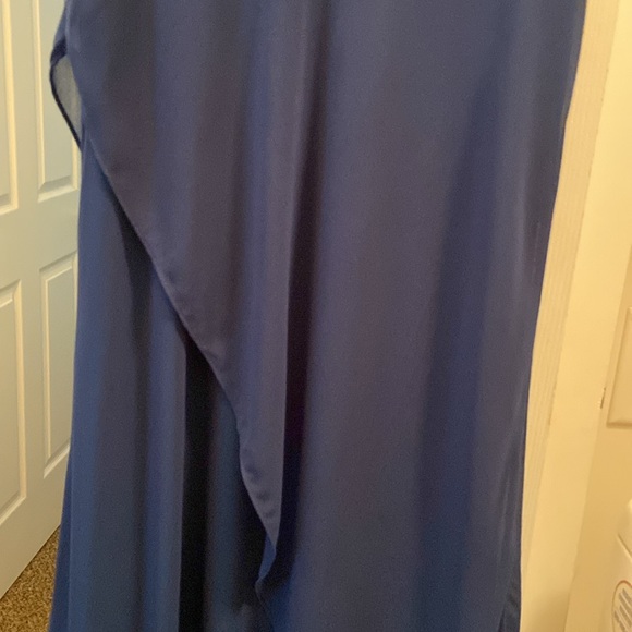 Shavonne Dorsey Tiered Sleeveless Maxi Dress With Chiffon Overlay Aqua Navy S - Picture 13 of 13